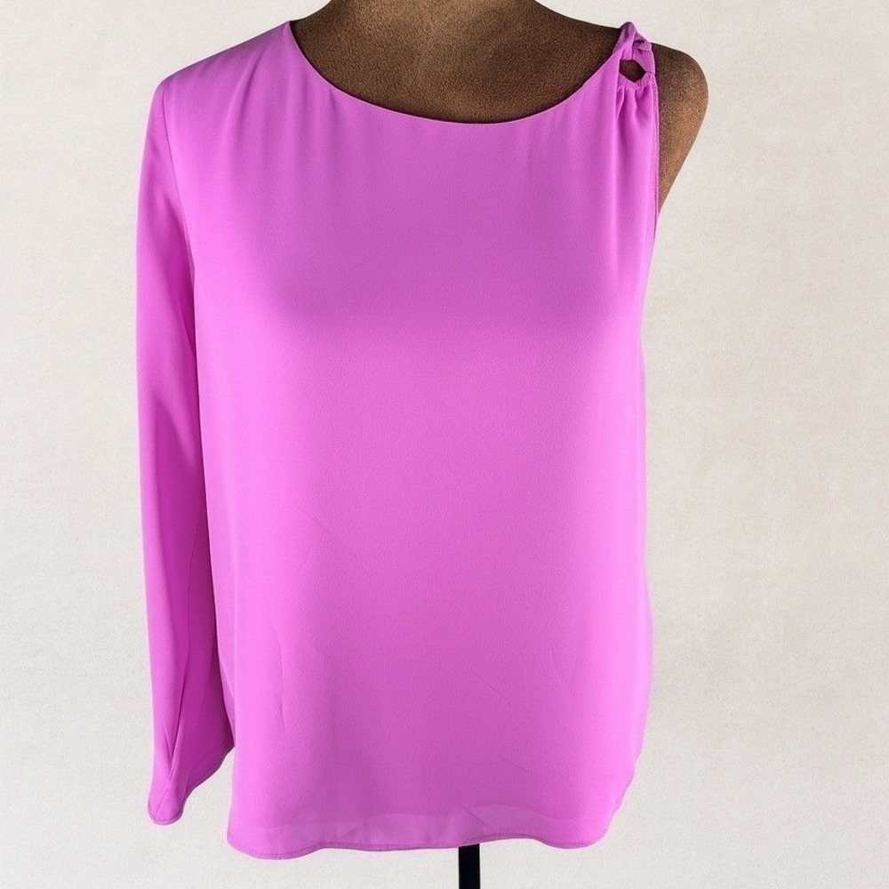 Pink One-Sleeve Asymmetrical Blouse Krisa Women's Medium NWT Made in USA REVOLVE